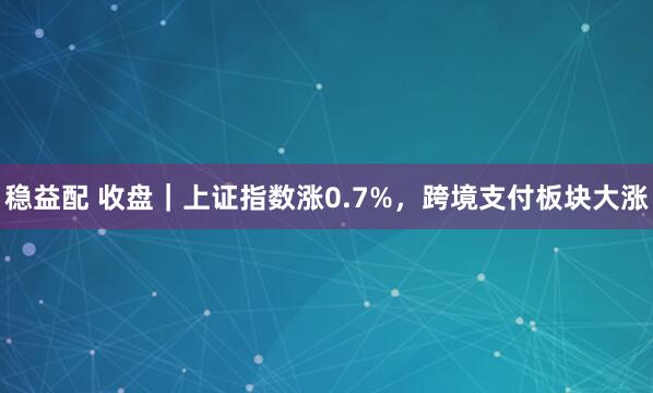 稳益配 收盘｜上证指数涨0.7%，跨境支付板块大涨